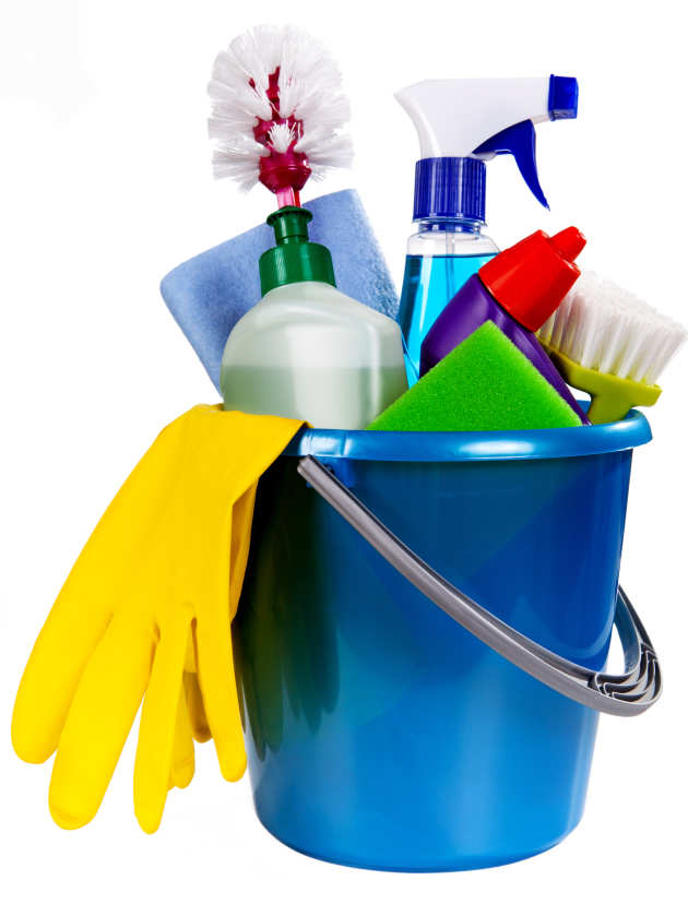 Bucket of cleaning products 