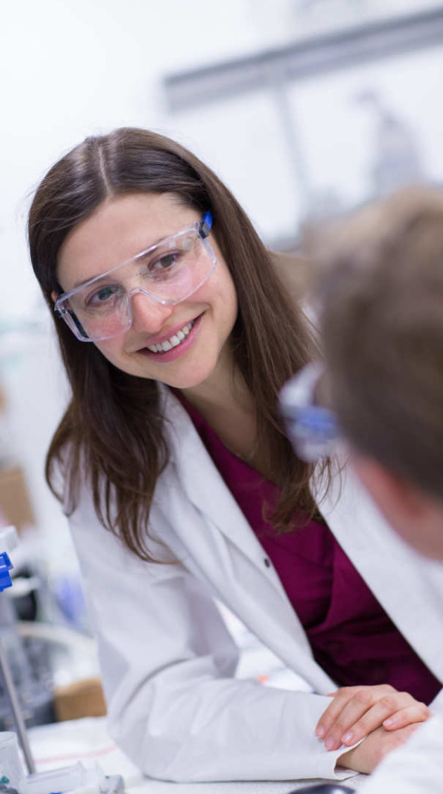 Female student in a lab