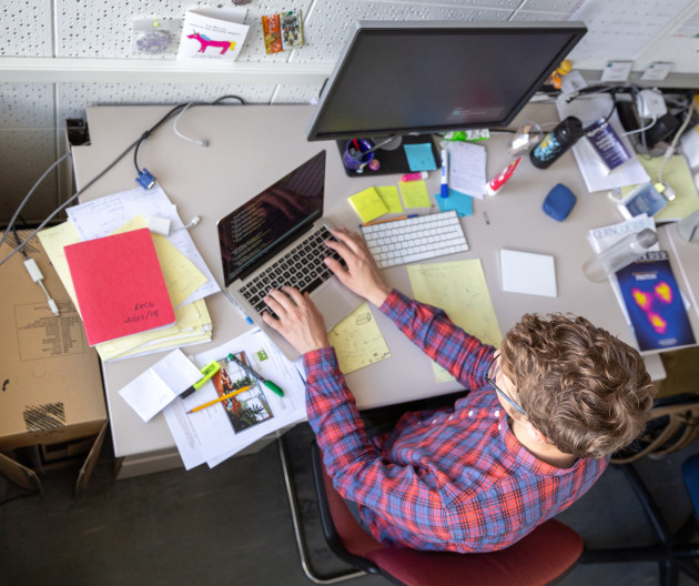 Student studying at laptop