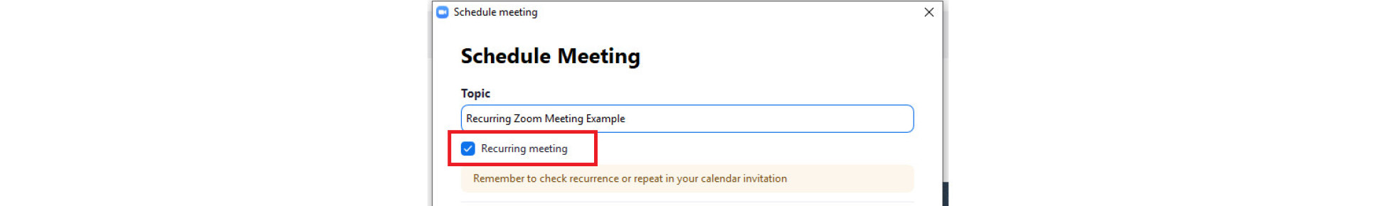 recurring meeting checkbox