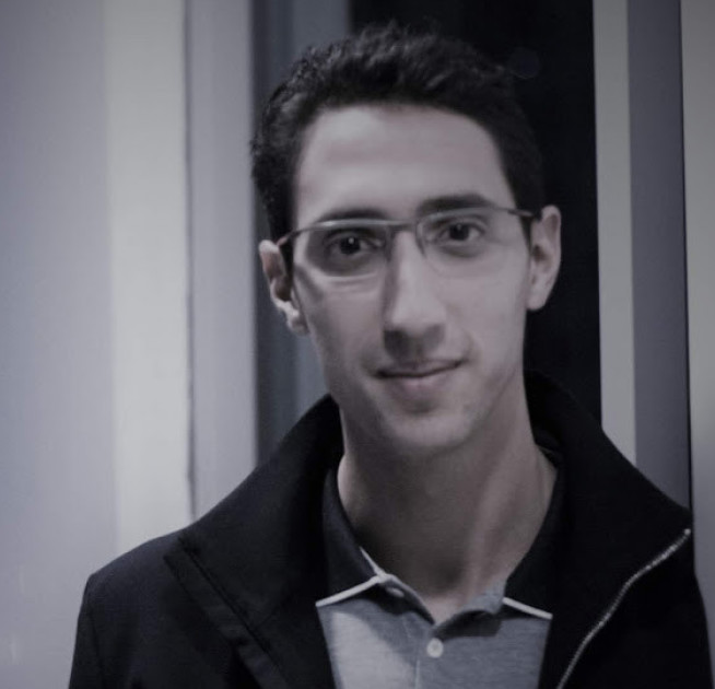 Black and white photo of Yassine Houari