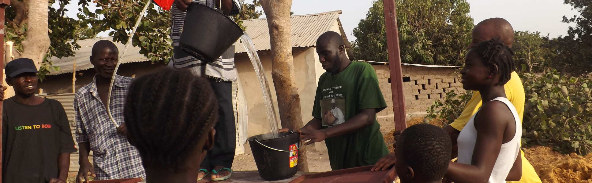 A village pump water from a well