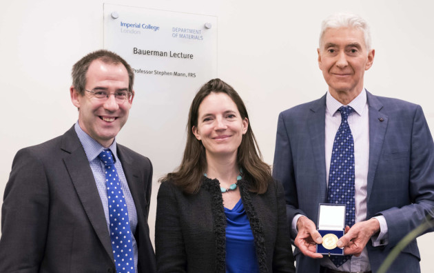 Professor Stephen Mann FRS with Professor Peter Haynes and Professor Molly Stevens