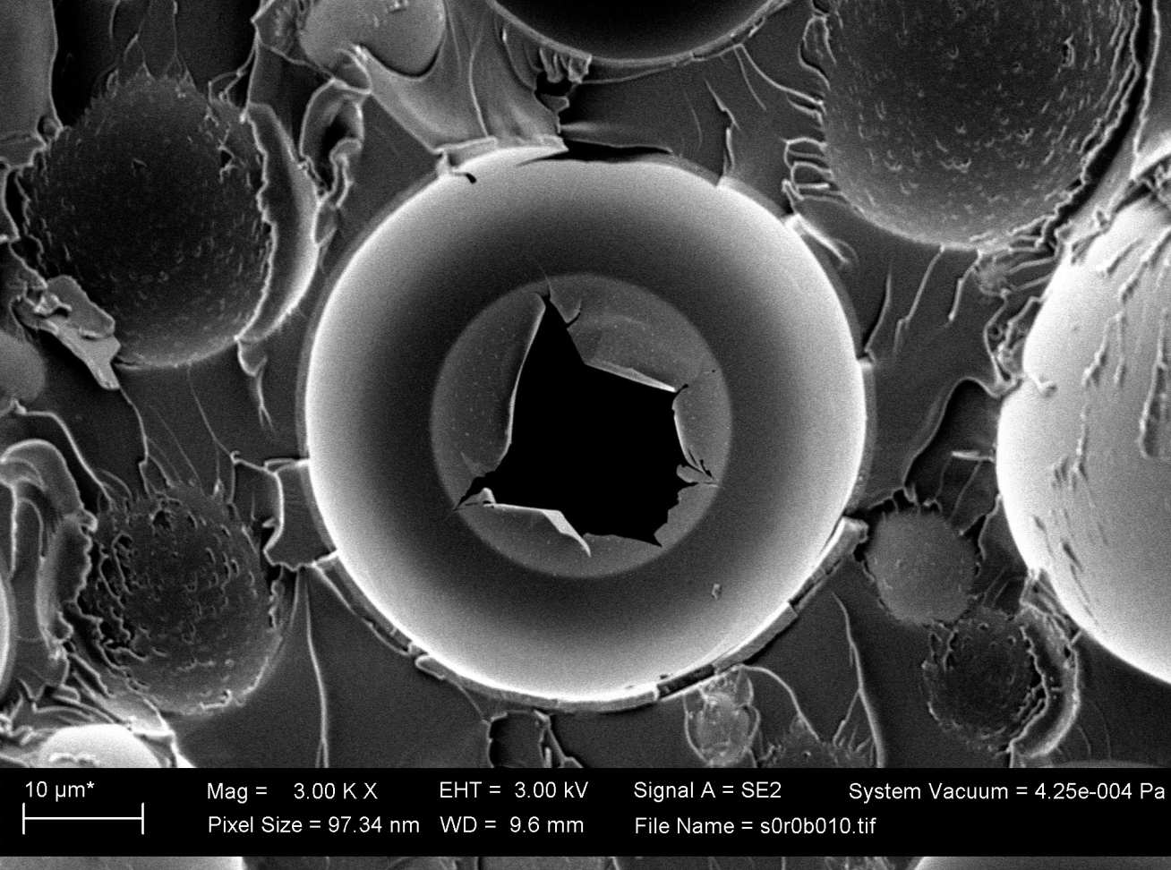 FEGSEM image of the fracture surface of syntactic foam