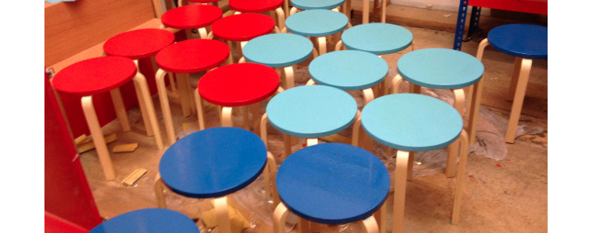 Multi-coloured stools