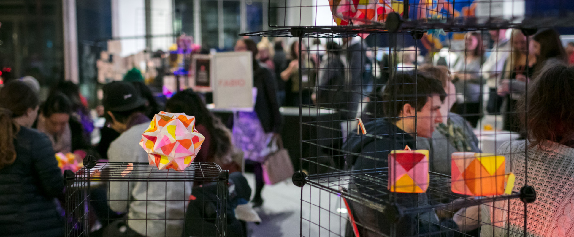 origami balloons on display