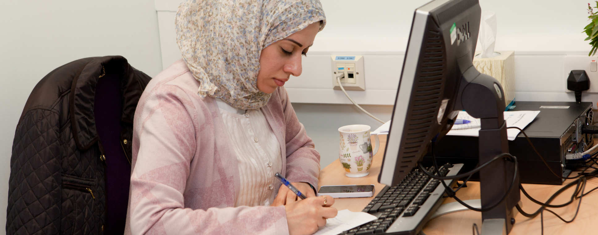 Female student at work