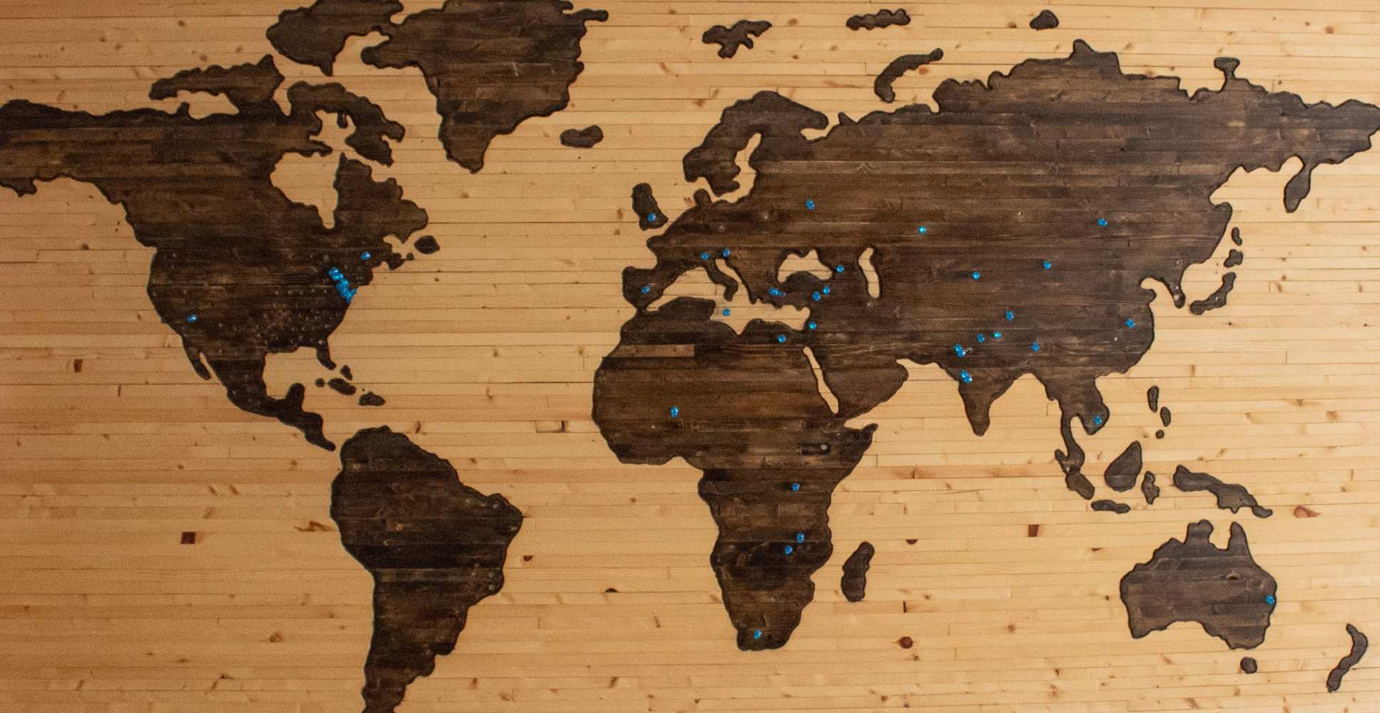 wooden world map