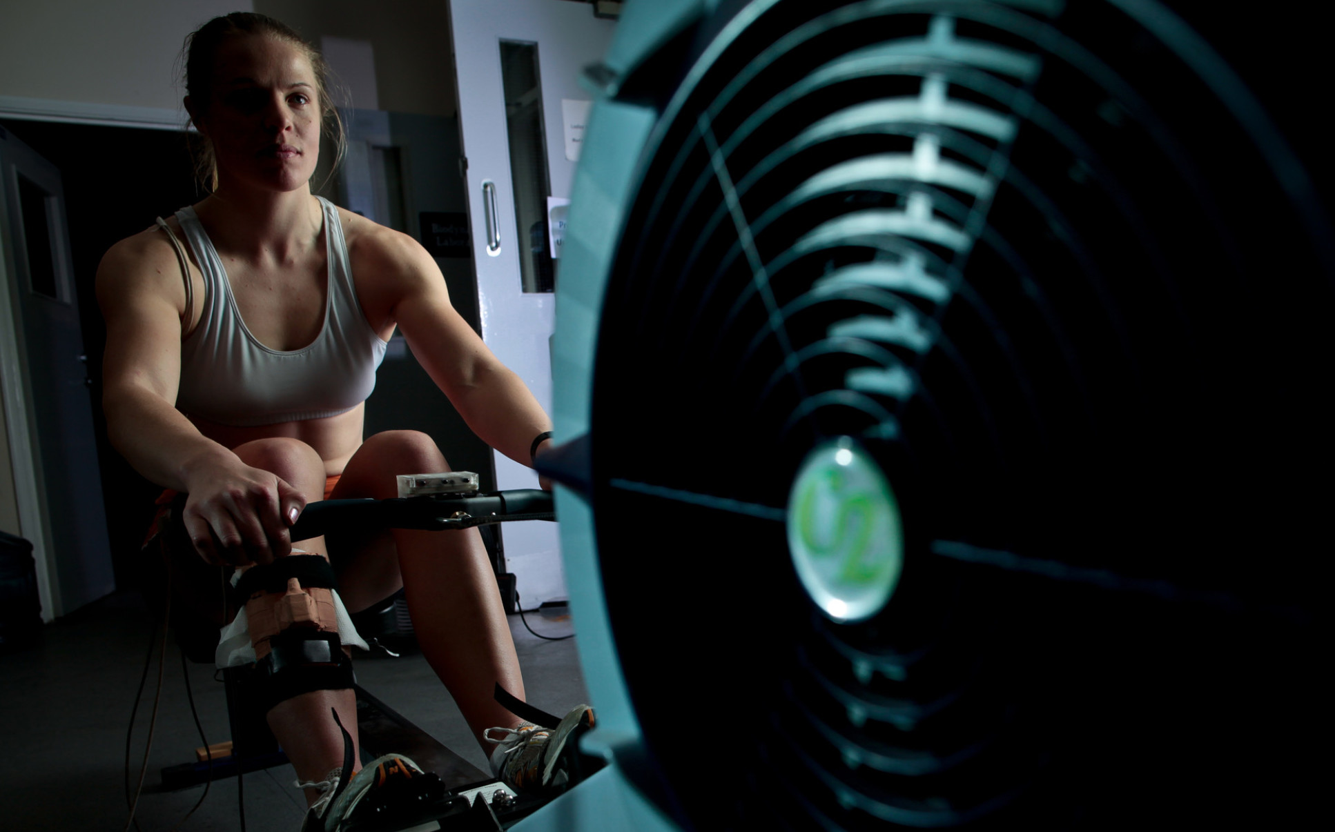 Person using rowing machine