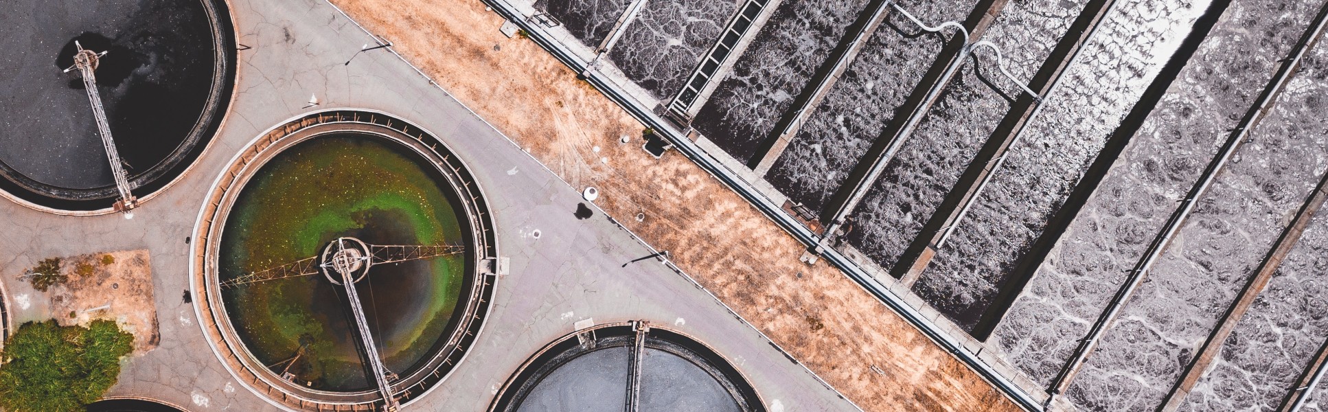 Overhead shot of a water treatment plant