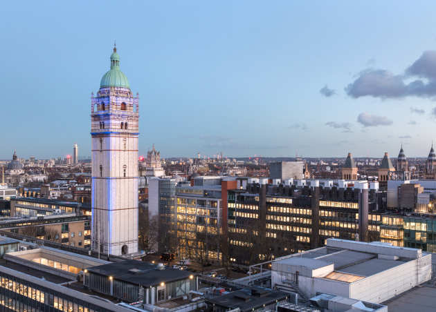 drone image of the south kensington campus seen from above