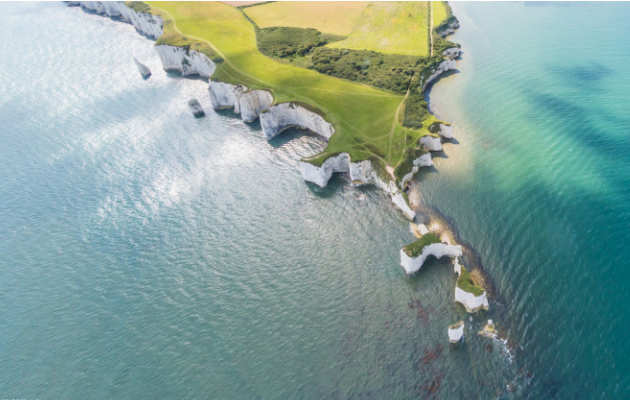 Image of white cliffs on the coastline