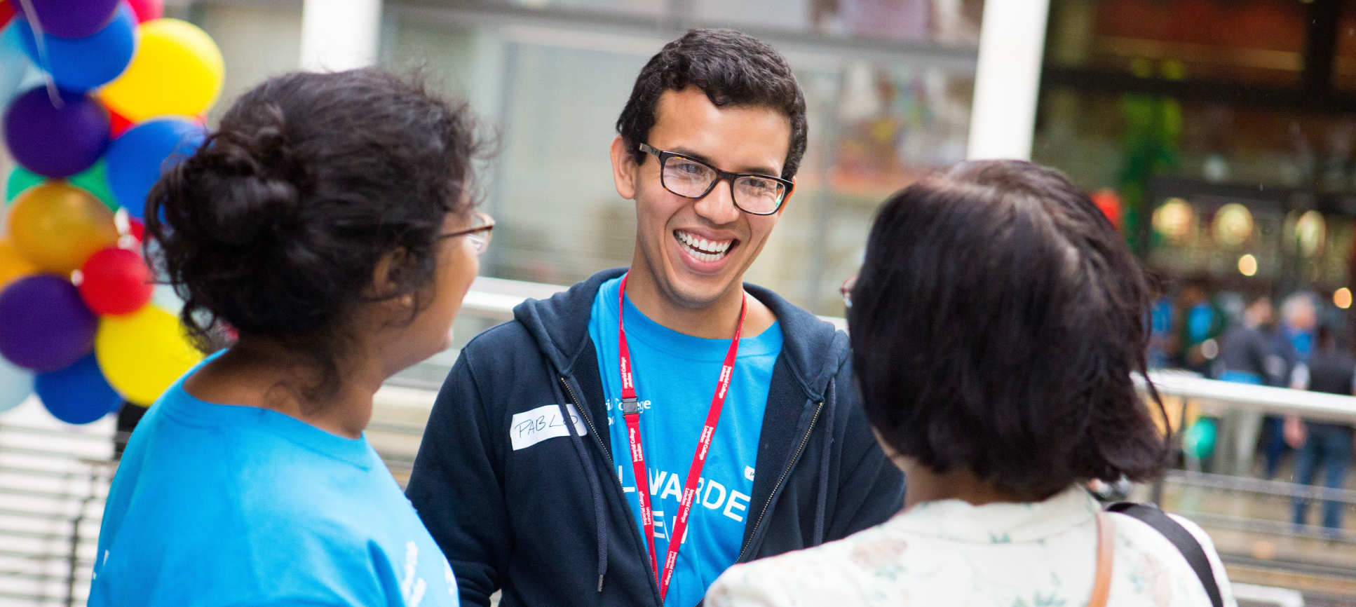 Students greet a parent on moving day