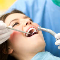 Woman in dentist chair