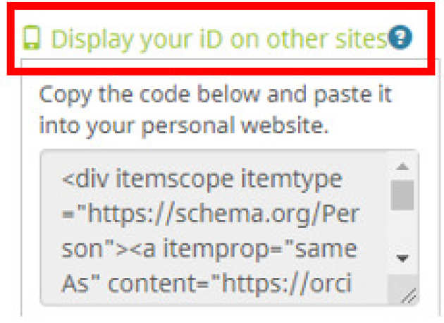 ORCID iD link screenshot