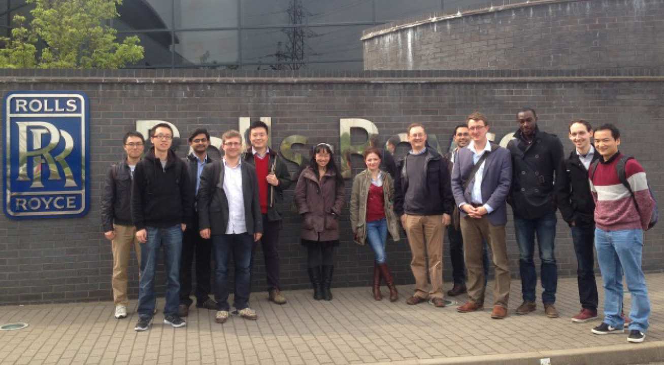 HexMat team at the Rolls-Royce Heritage Centre (left to right); Dr Terry Jun, Zebang Zheng, Dr Rajesh Korla, Dr Zoltan Szaraz, Yi Guo, Vivian Tong, Dr Eleni Sarakinou, Prof Angus Wilkinson, Dr Hamid Abdolvand, Dr Ben Britton, Tomi Erinosho, Dr Thomas White, Dr Zhen Zhang. 