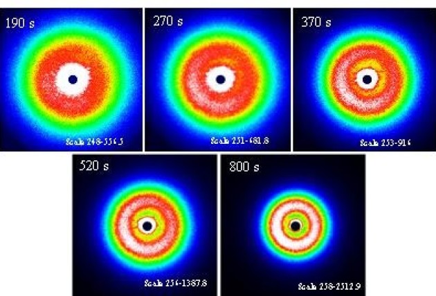 2D scattering images of spinodal decomposition of polymer mixture