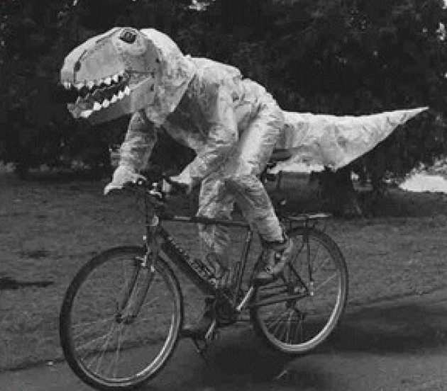 dino on a bike