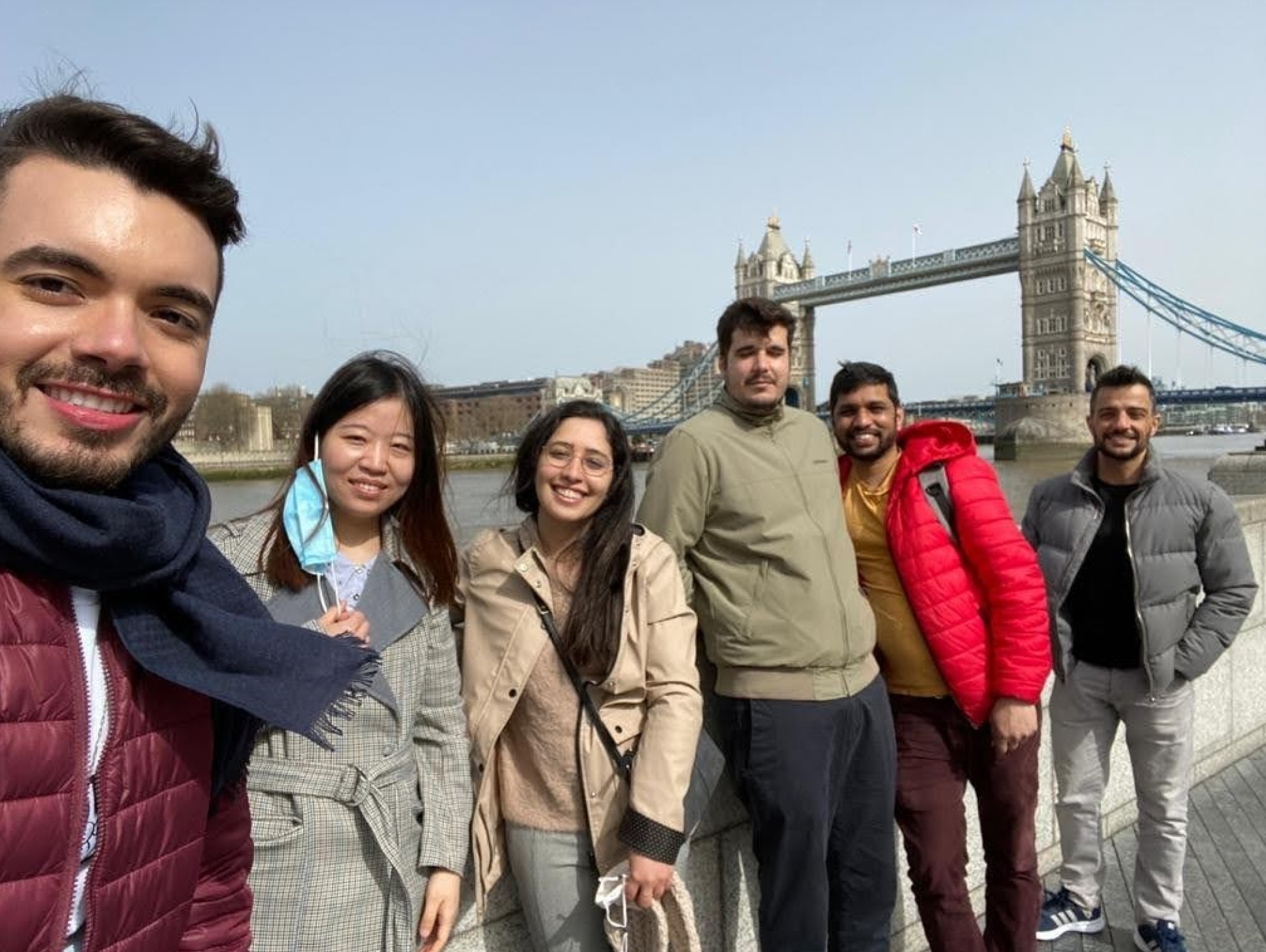 Photo of the group in front of London Bridge