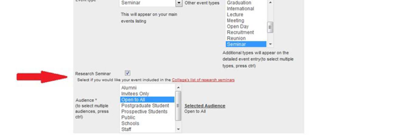 Research seminar tick box 