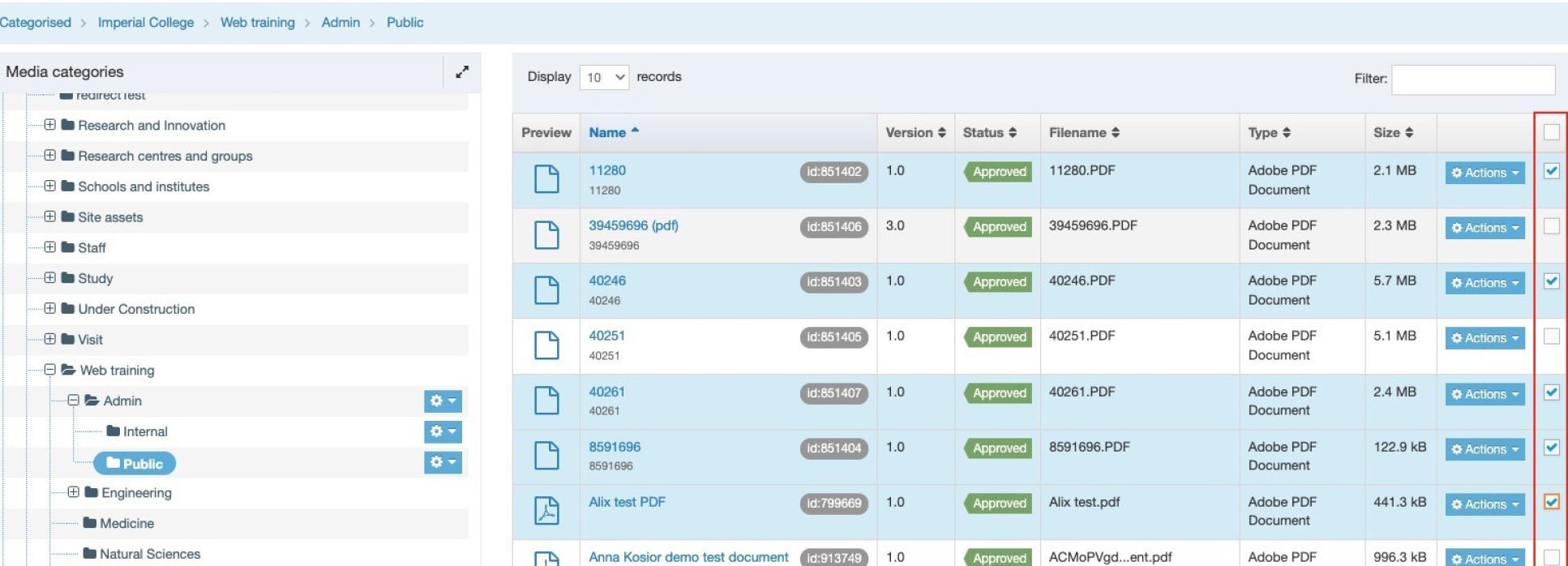 Selecting multiple files